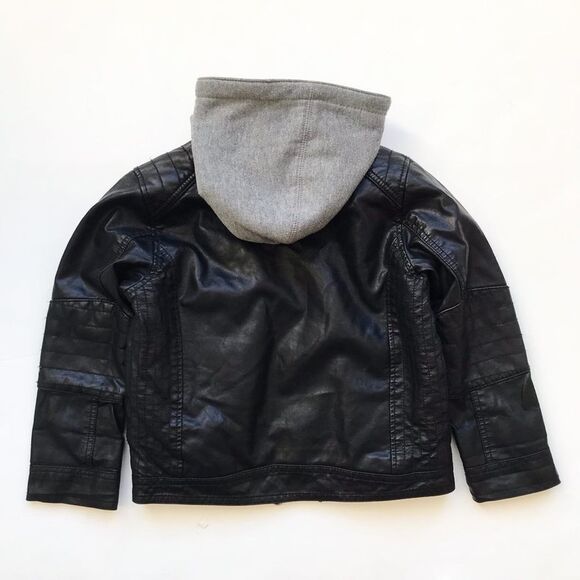 H&M hooded faux leather plush lined  jacket EUC 5-6Y - Picture 6 of 6